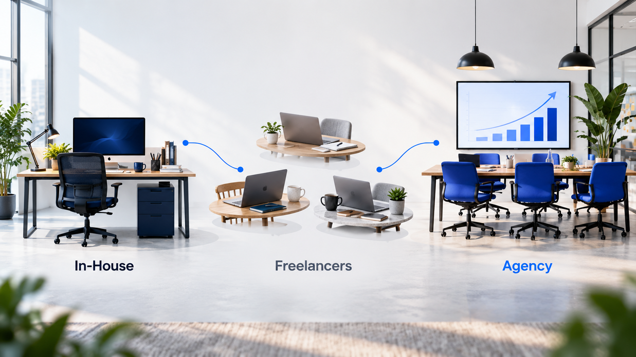 Agency vs Freelancers vs In-House: What a Berlin or London SME Should Actually Choose — cover